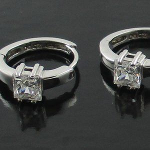 Diamonique Sterling Silver Hoop Earrings